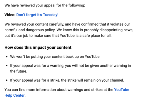 YouTube email